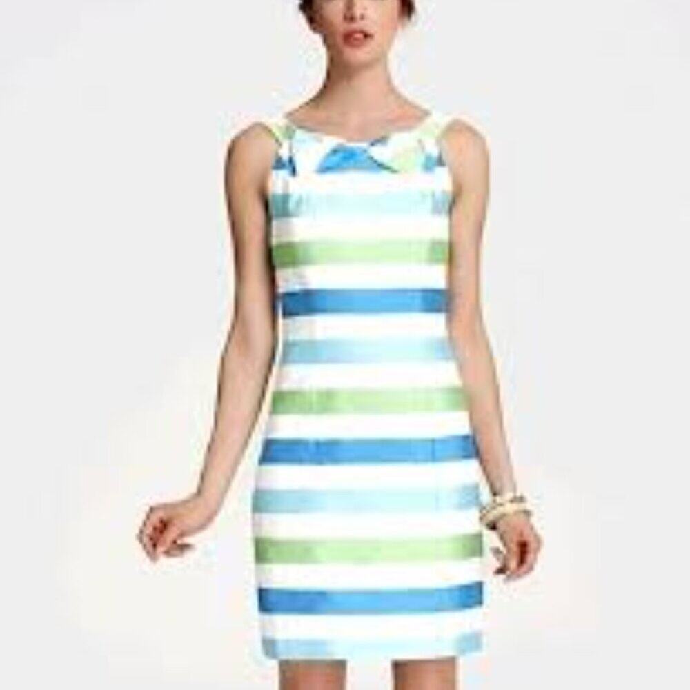 LILLY PULITZER WOMENTS HENLEY SILK BLEND STRIPE DRESS SIZE 8